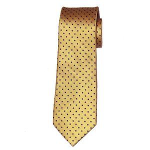 NWOT Nautica Silk Tie Yellow Black Polka Dots Men's Long